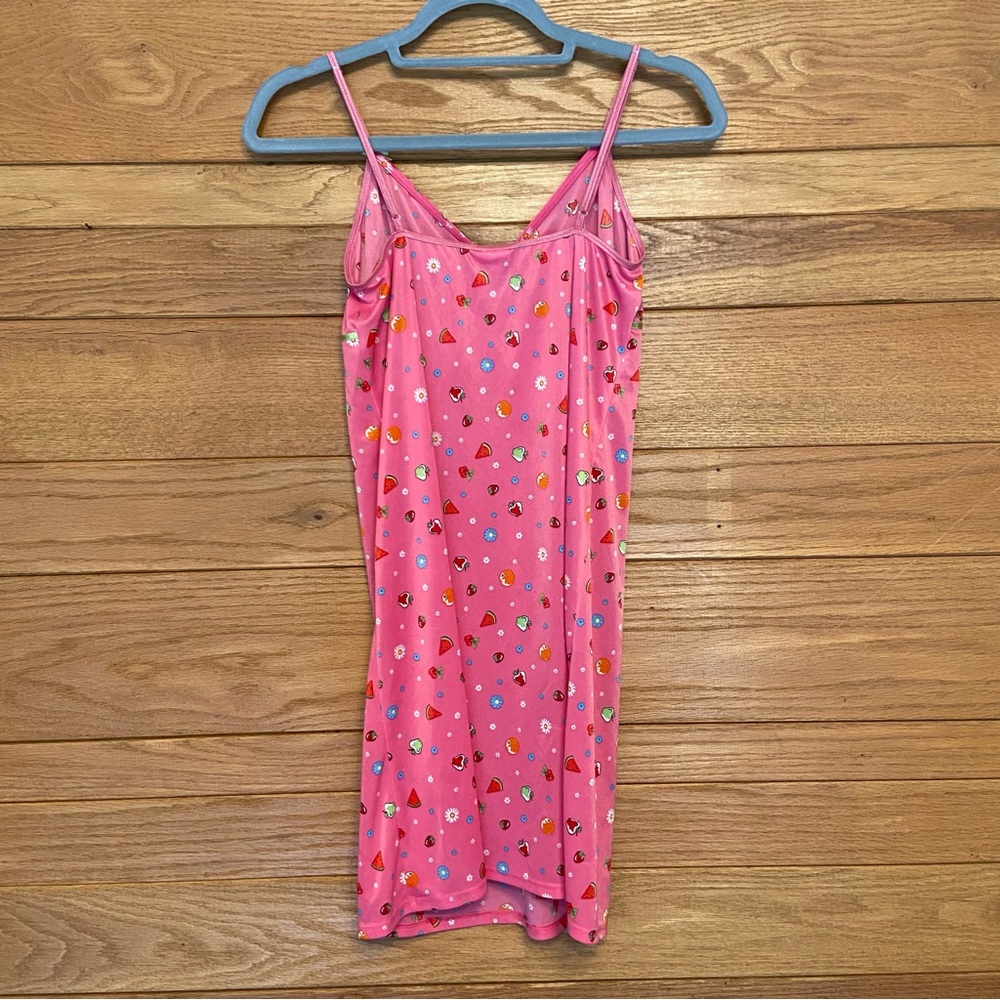 Y2K No Bounderies fruit print apple strawberry watermelon hot pink slip - Picture 5 of 6